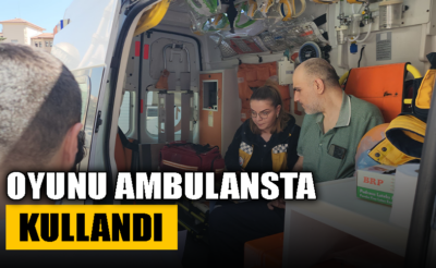 Karabük’te SMA hastası İsmail İnce, oyunu okul bahçesinde ambulansta kullandı