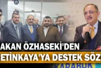 Bakan Özhaseki, Çetinkaya’nın projelerine destek sözü verdi