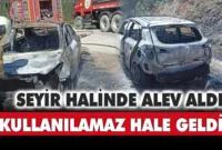 Safranbolu’da seyir halindeki otomobil yandı