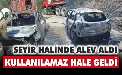 Safranbolu’da seyir halindeki otomobil yandı
