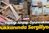 40 yıllık kasap, çocukların özlemlerini gidermek için yaptığı ahşap oyuncakları dükkanında sergiliyor