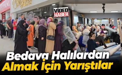 Bedava halılardan almak için yarıştılar