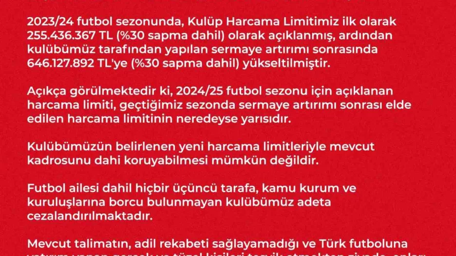 samsunspordan harcama limitlerine iliskin aciklama adil degil xrEfDQ4x