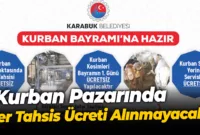 Kurban Pazarında Yer Tahsis Ücreti Alınmayacak