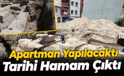 Apartman yapılacak yerin altından tarihi hamam çıktı