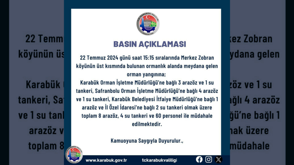 Karabük Valiliğinden Basın Açıklaması