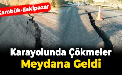 Karayolunda çökmeler meydana geldi