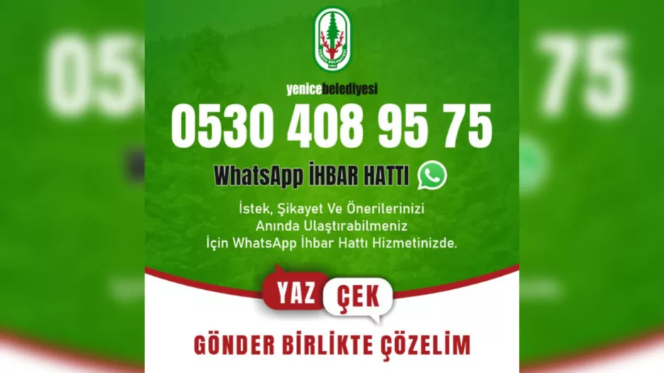 Yenice Belediyesi Whatsapp İhbar Hattı Kurdu