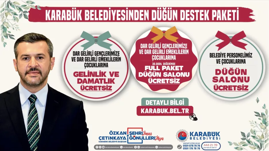 Karabük Belediyesi’nden Düğün Destek Paketi