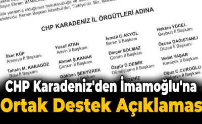 CHP Karadeniz İl Örgütlerinden Sert Açıklama