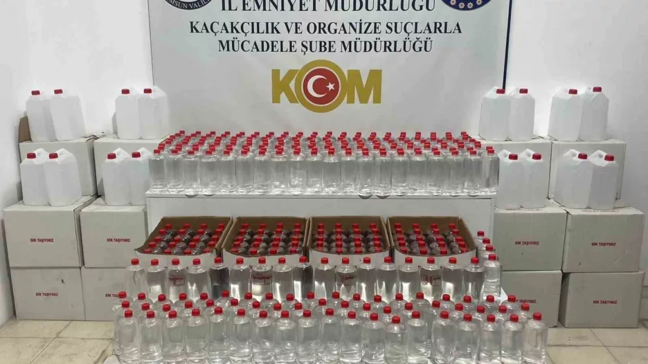 Samsun’da kaçak içki yapımında kullanılan 1 ton etil alkol ele geçirildi