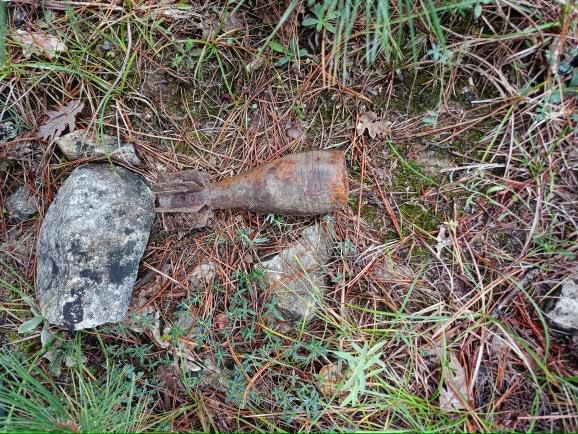 ormanda kuflenmis ve patlamamis halde havan topu mermisi bulundu