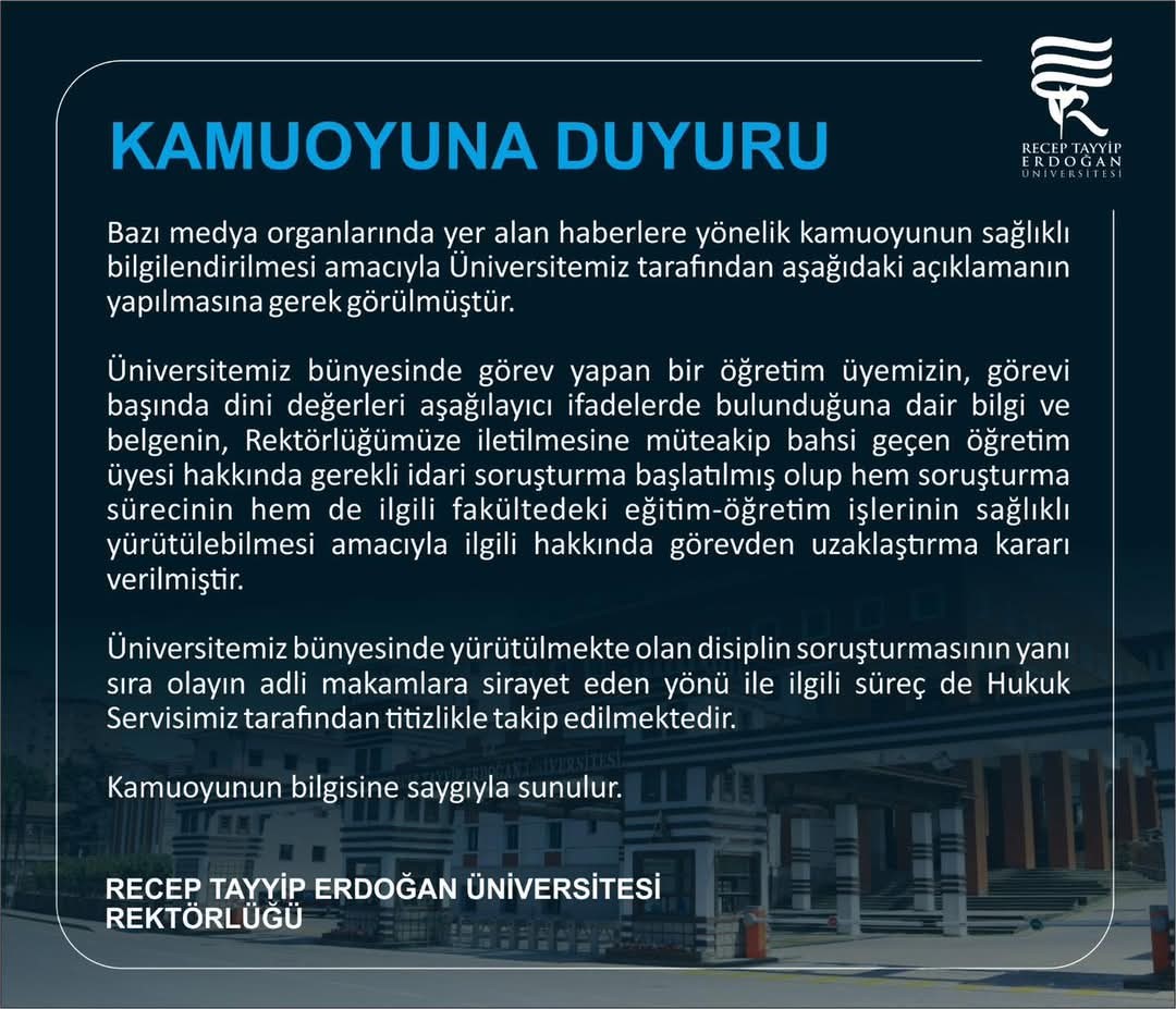 rteuden islamiyeti asagilayici ifadeler kullandigi iddia edilen akademisyen gorevden uzaklastirildi