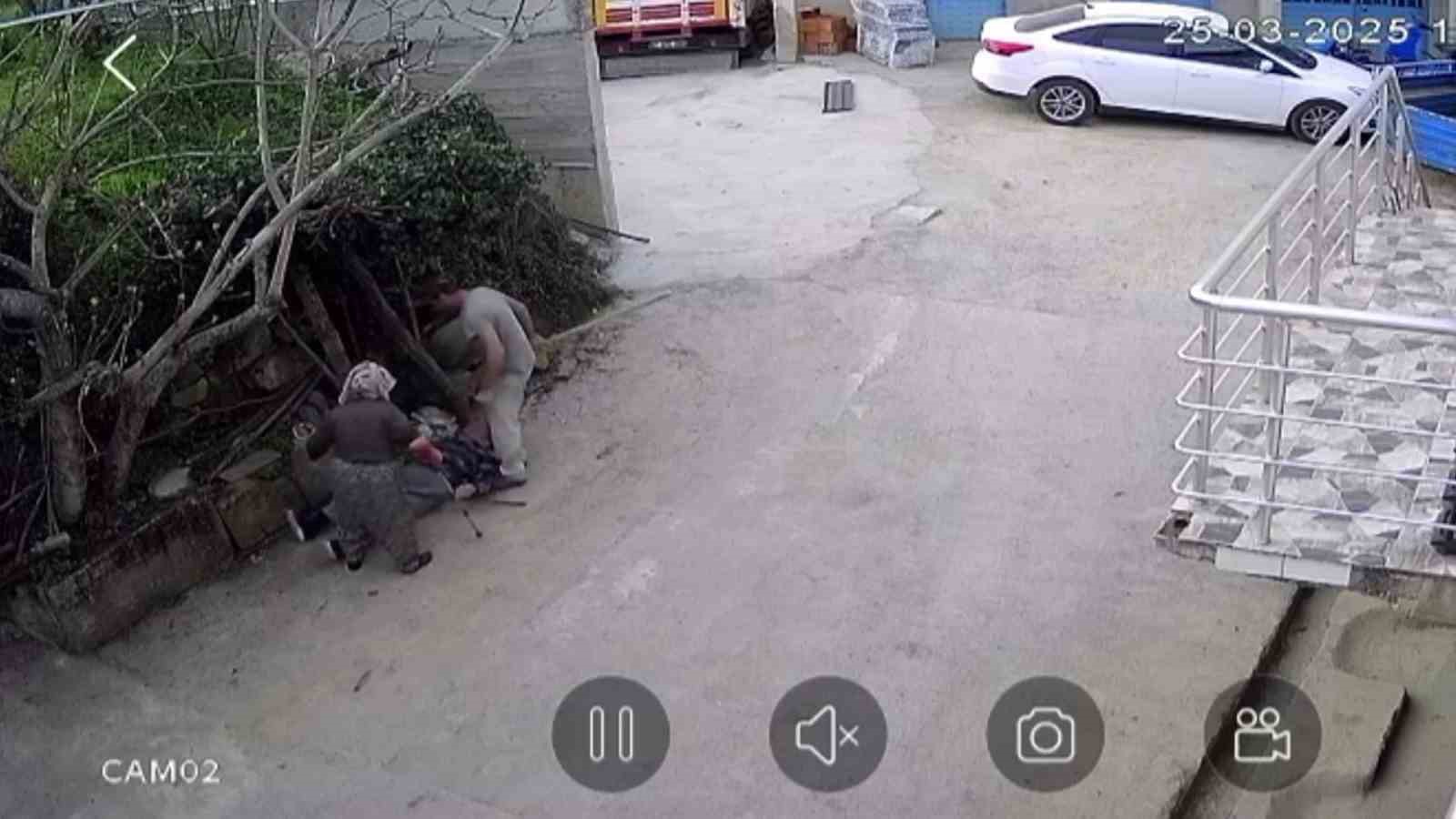 dayisina kurekle saldirdi o anlar guvenlik kamerasinda