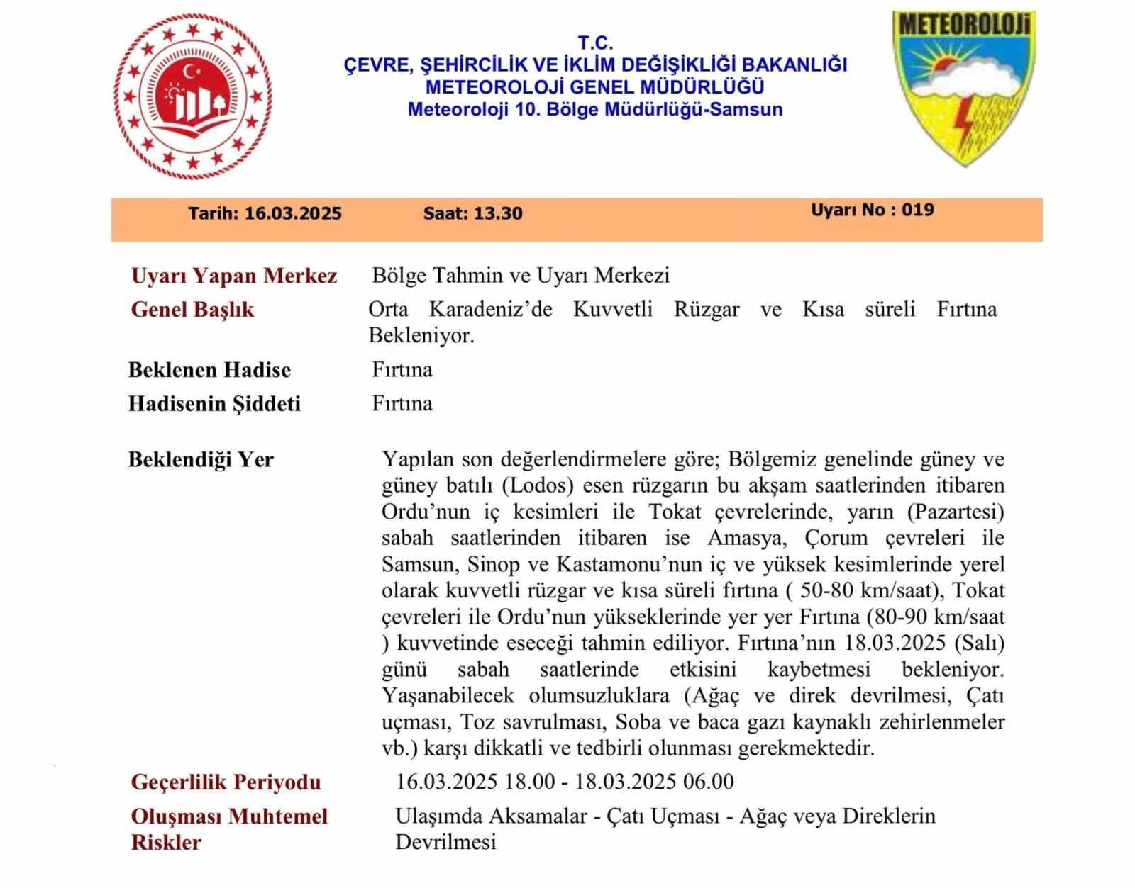 samsun ve cevresine firtina uyarisi 41g7h5Ev