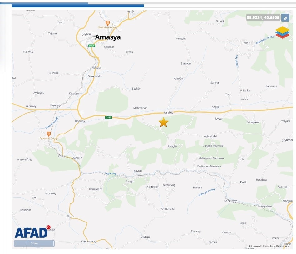 amasyada 32 buyuklugunde deprem ETPQBghA