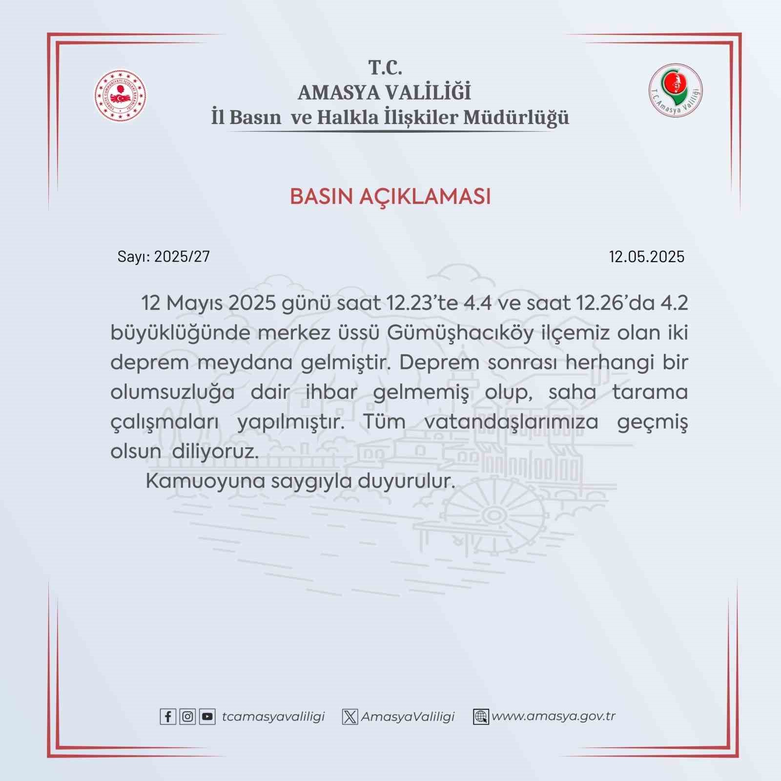 amasya valiligi deprem sonrasi herhangi bir olumsuzluga dair ihbar gelmedi l9TaBtMp