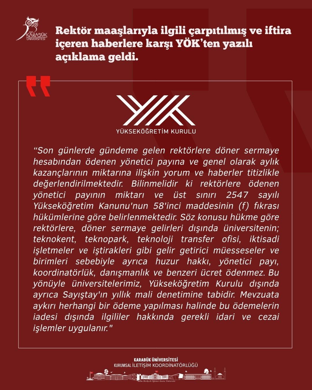 rektor maasi ile ilgili yapilan haberlere yok ve universiteden yalanlama MdZHM28K