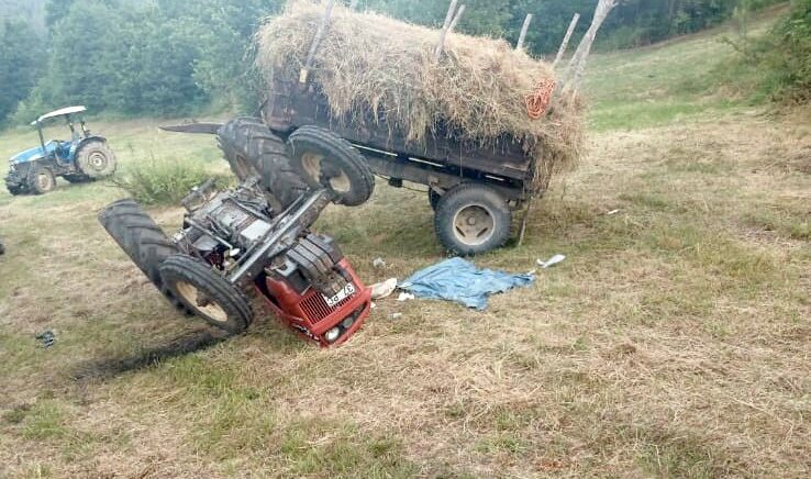 tarlada devrilen traktorun altinda kalan surucu agir yaralandi Msl6RMBx