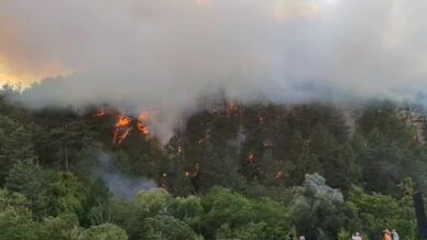 boludaki orman yangini yayiliyor 7 helikopterle havadan destek JX2G82H7