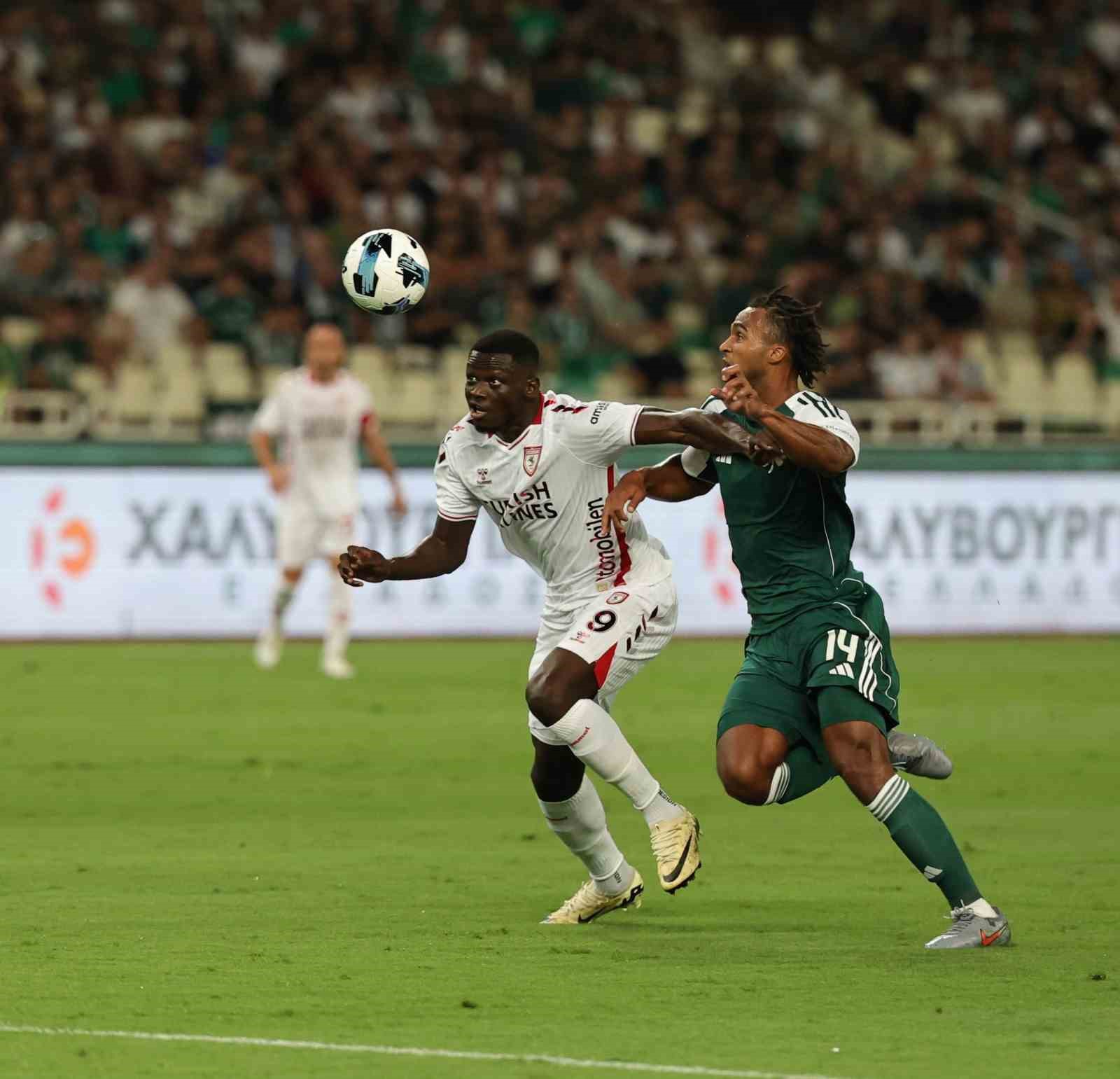 uefa avrupa ligi panathinaikos 0 samsunspor 0 mac devam ediyor