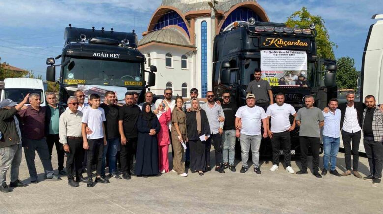 16 yil hapis alan tir soforunun arkadaslarindan tir konvoyu k7vhRBwI