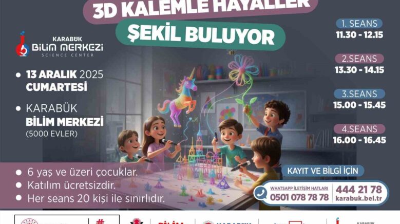 karabuk bilim merkezi cocuklara yonelik 3 boyutlu kalem atolyesi duzenliyor KmJsHdfE