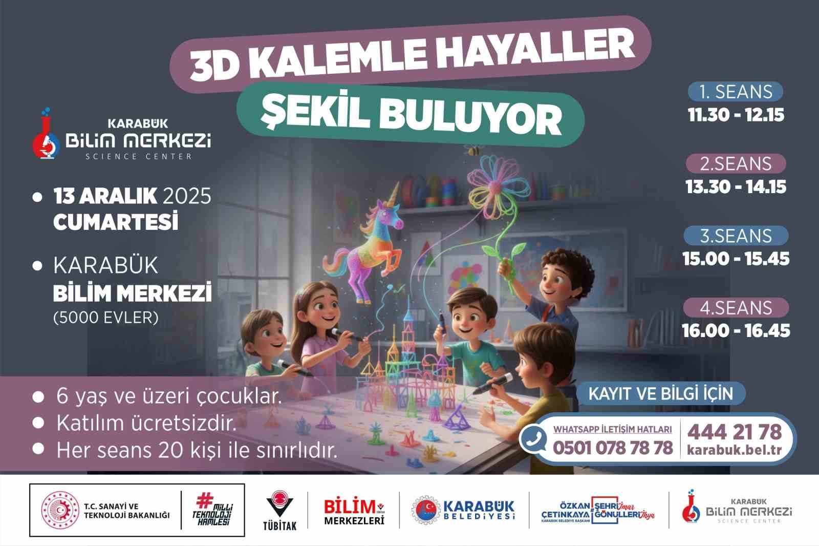 karabuk bilim merkezi cocuklara yonelik 3 boyutlu kalem atolyesi duzenliyor KmJsHdfE