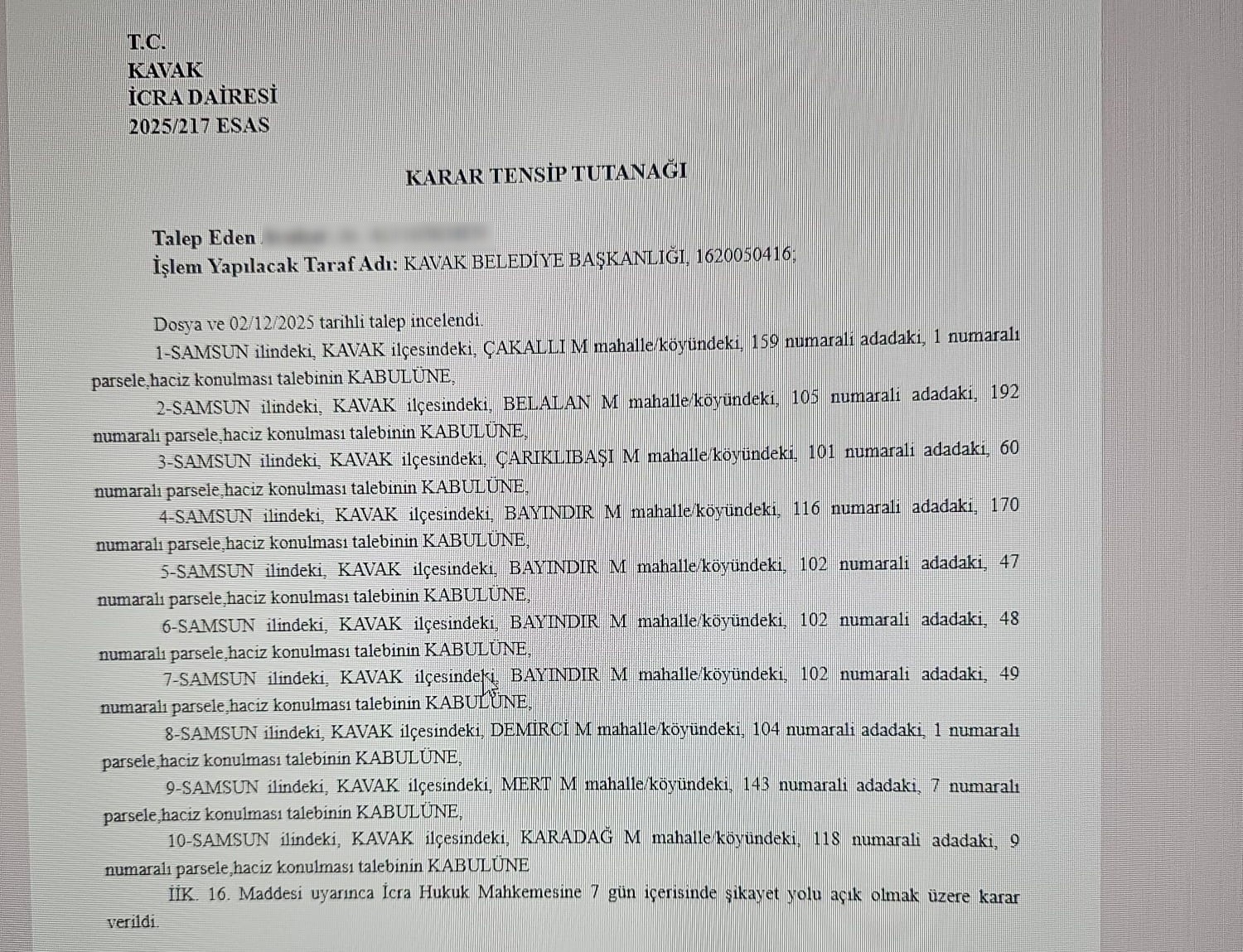 kavak belediyesine ait 10 tasinmaza haciz yLm9R6bS