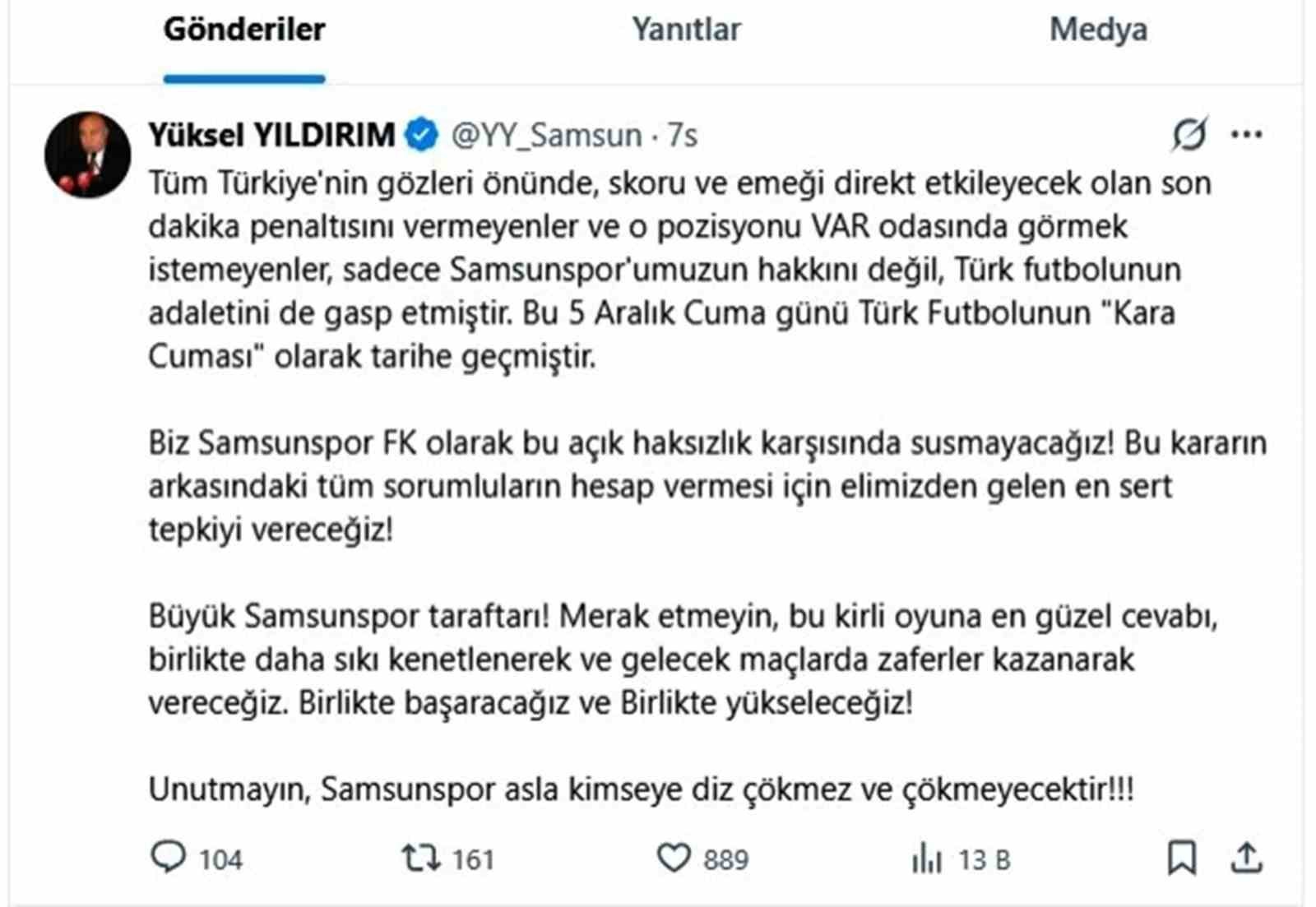 yuksel yildirim samsunspor asla kimseye diz cokmez ve cokmeyecek TUcWem1L