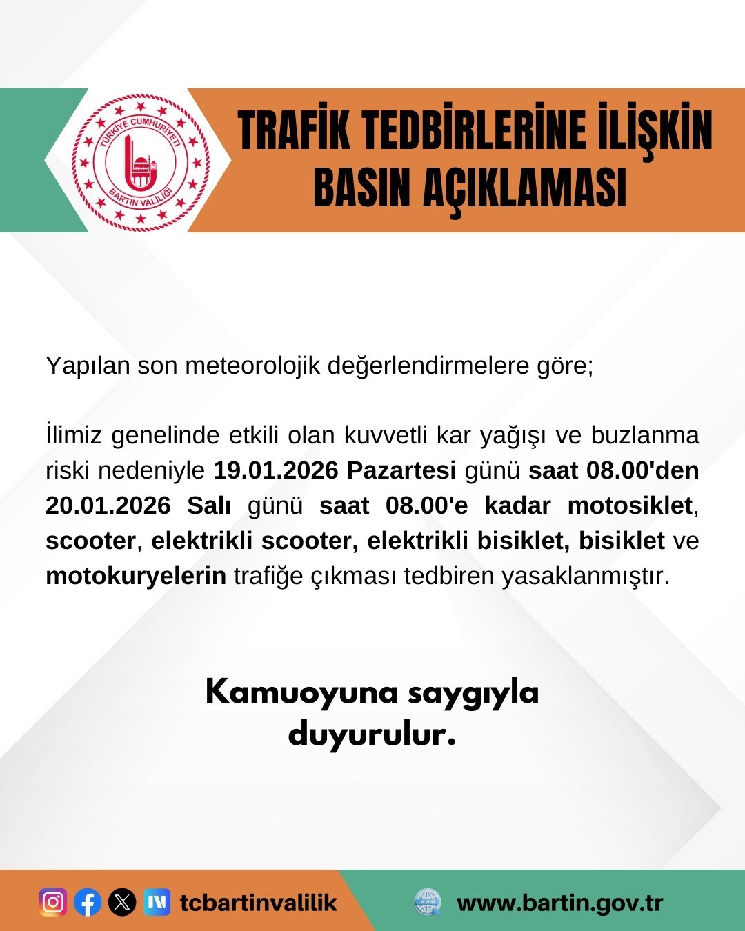 bartinda motosiklet scooter ve bisikletlerin trafige cikmasi yasaklandi Bawv9t73