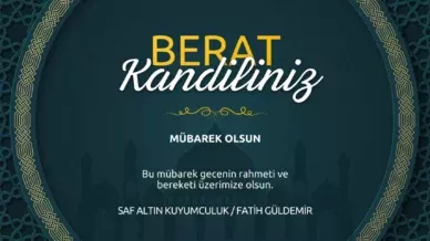 Mavi ve Altin Sarisi Zarif Berat Kandili Kutlamasi Banner