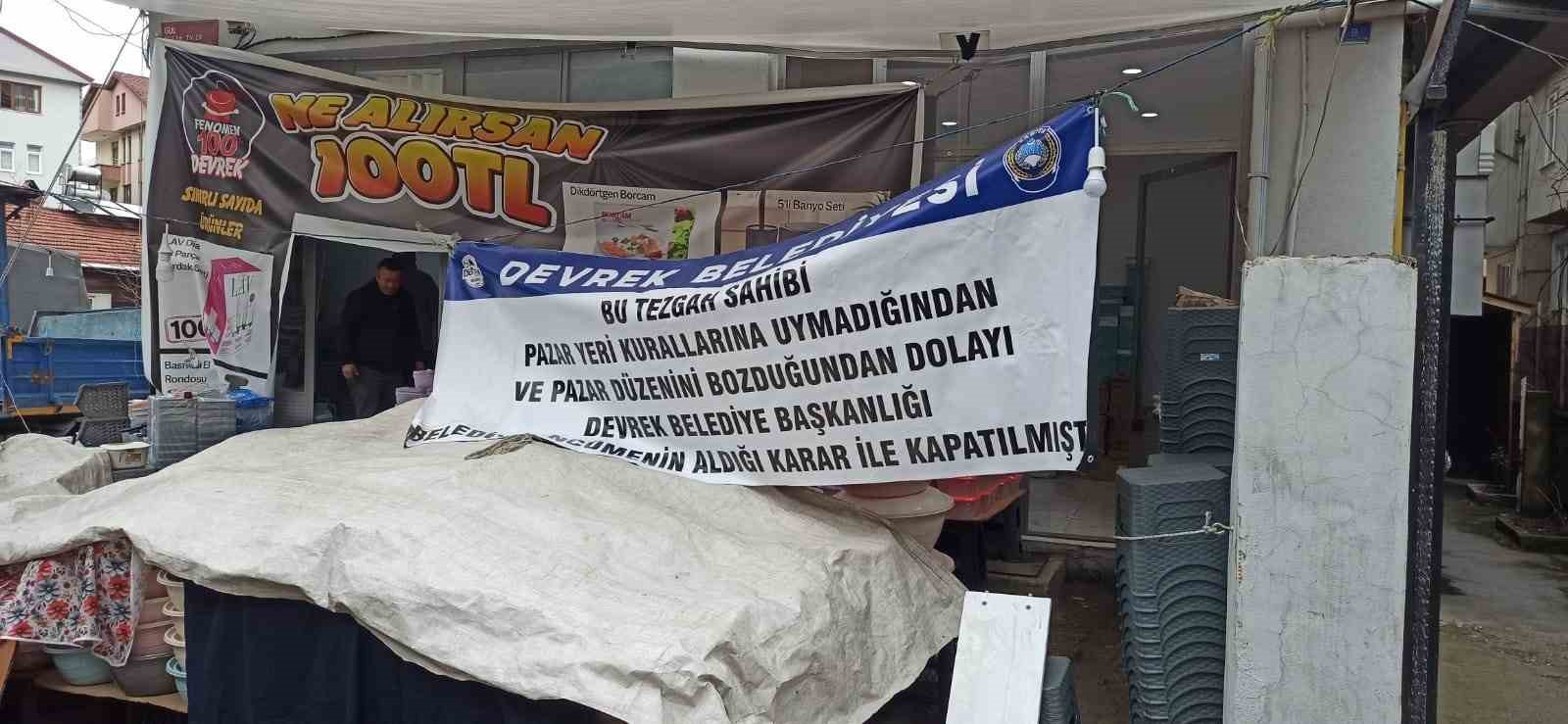 devrekte kurallara uymayan pazarci esnafinin tezgahi kapatildi