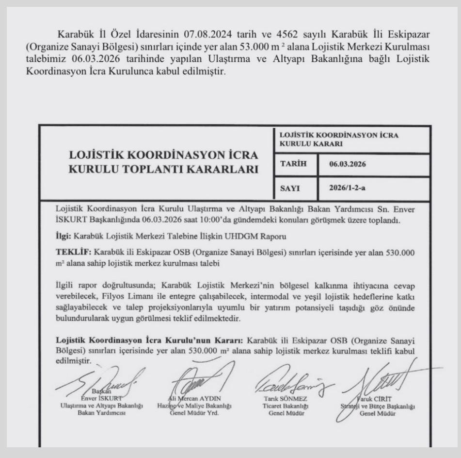 karabuk lojistik merkezi projesi onaylandi 1WMHIOsf