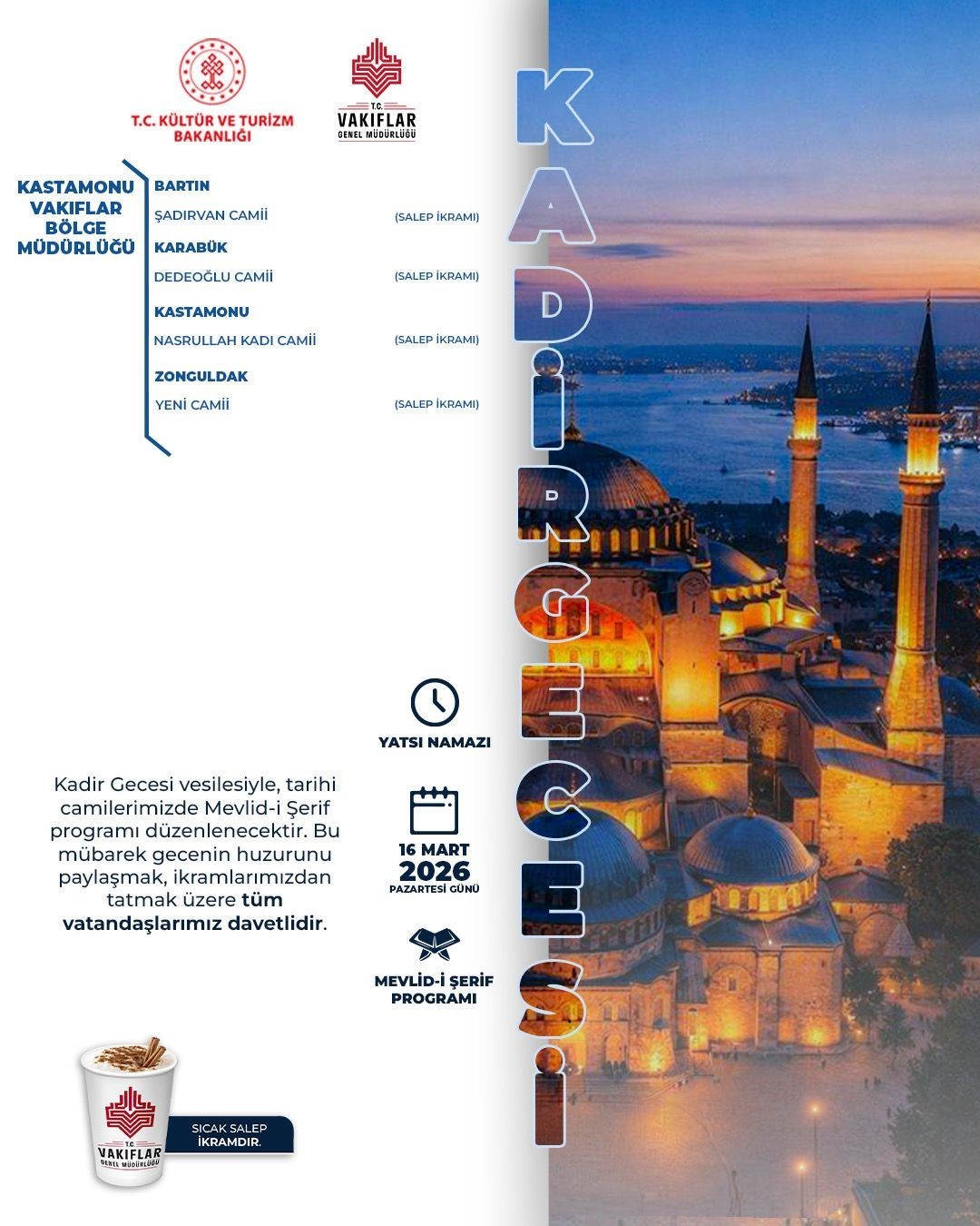 zonguldak yeni camiinde kadir gecesinin manevi iklimi dualarla yasanacak