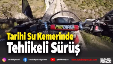 Tarihi su kemeri üzerinde tehlikeli motosiklet yolculuğu t3