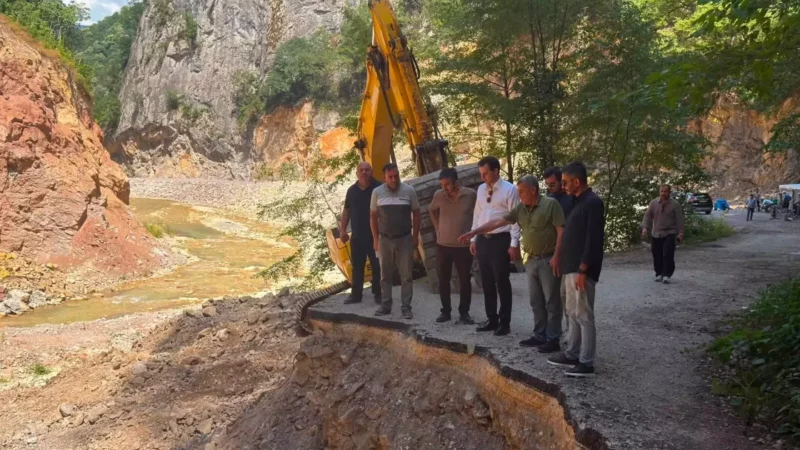 Selin vurdugu Seker Kanyonu yolunda calismalar basladi