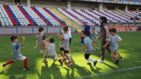 Karabukte aileler ve cocuklar sporla bulustu