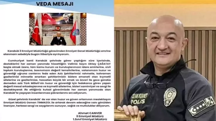 Il Emniyet Muduru Ahmet Canverden veda mesaji