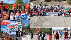 Karabukte cocuklar icin gokyuzune baris mesaji birakildi